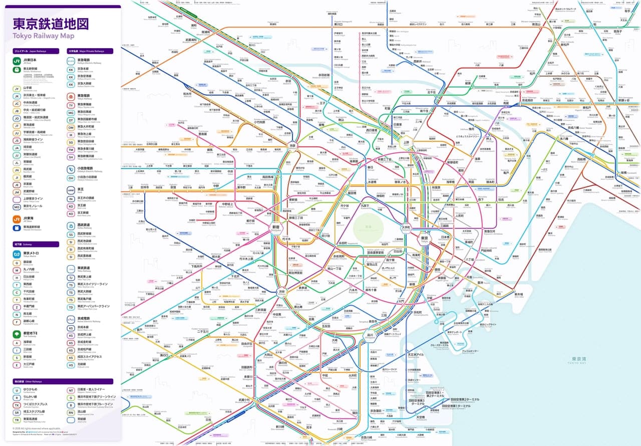 東京地鐵通票路線圖與覆蓋範圍