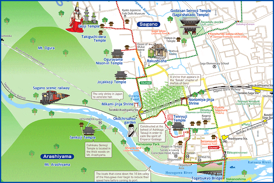 KYOTO Sagano・Arashiyama Tourist Map|sightseeing map map&news-japan