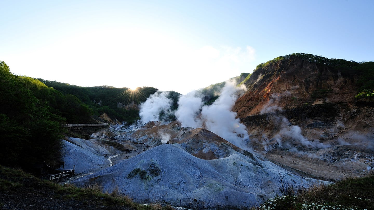 登別溫泉地獄谷的噴氣景觀