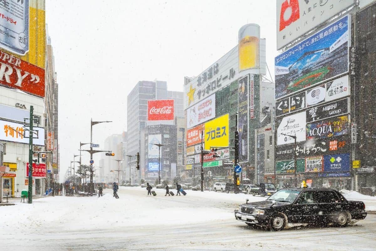 Sapporo winter street scene