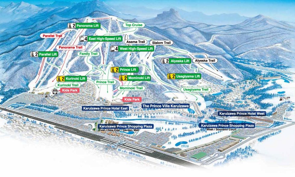 輕井澤王子滑雪場雪道一景