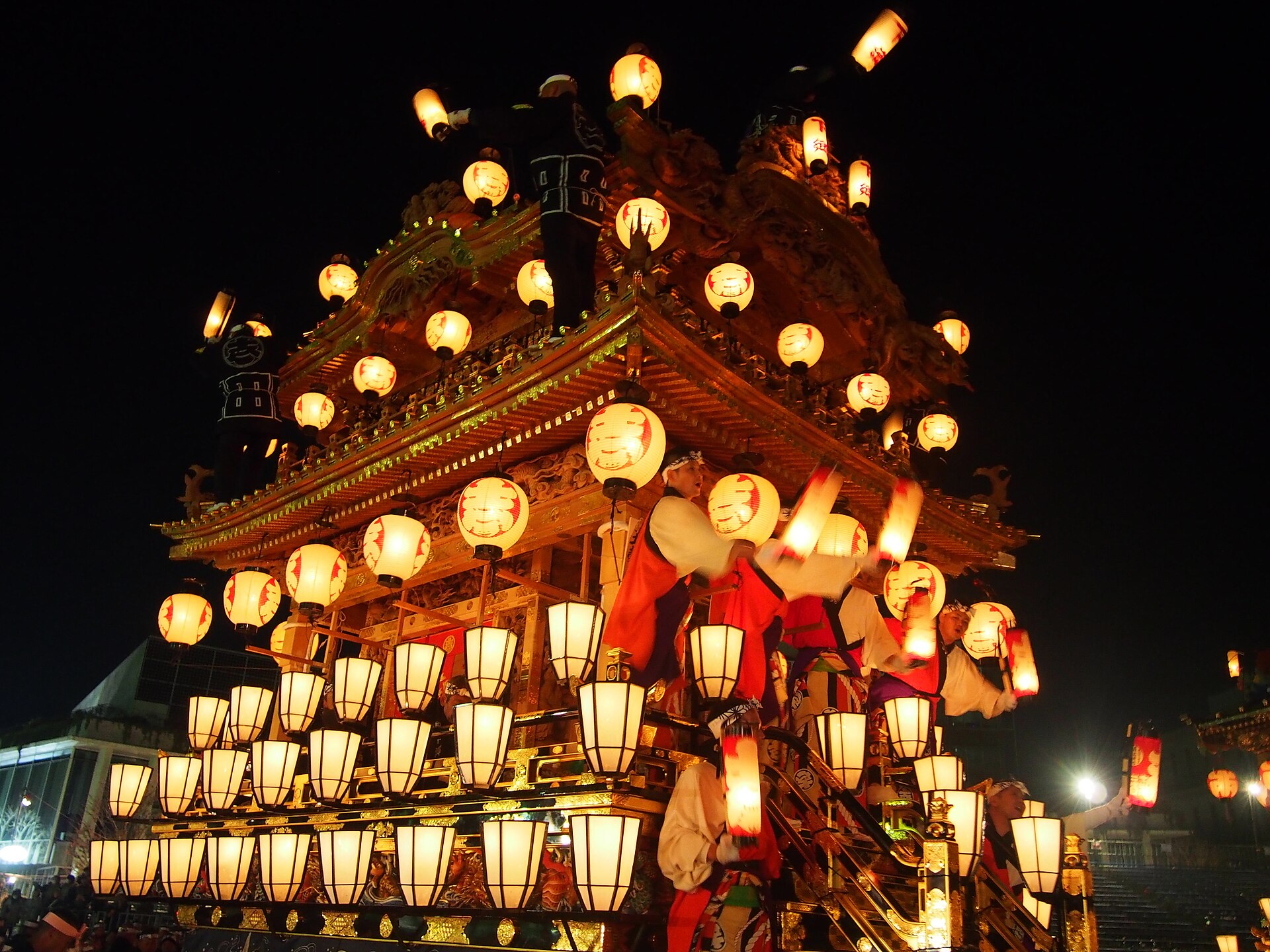 秩父夜祭山車與燈籠夜景